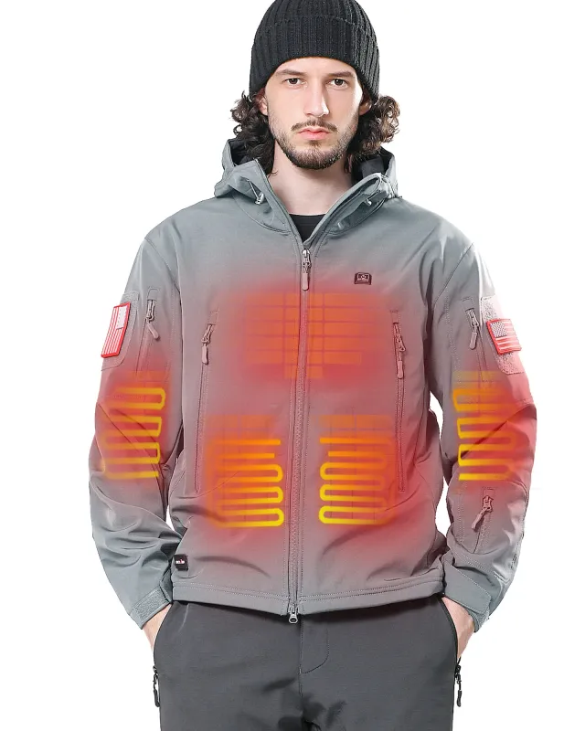Men's Soft Shell Heated Jacket With 12V Battery Pack - Light Gray sold by DEWBU