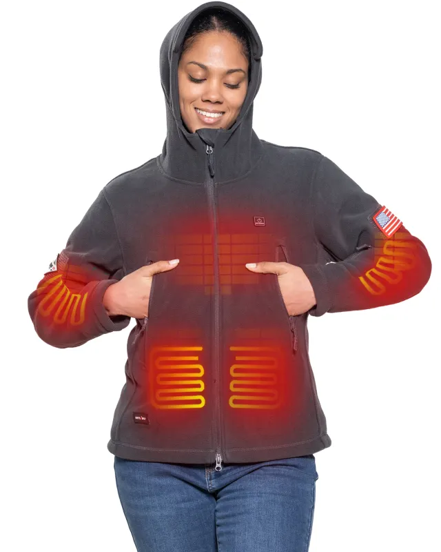 Women's Polar Fleece Heated Jacket With 12V Battery Pack - Grey sold by DEWBU