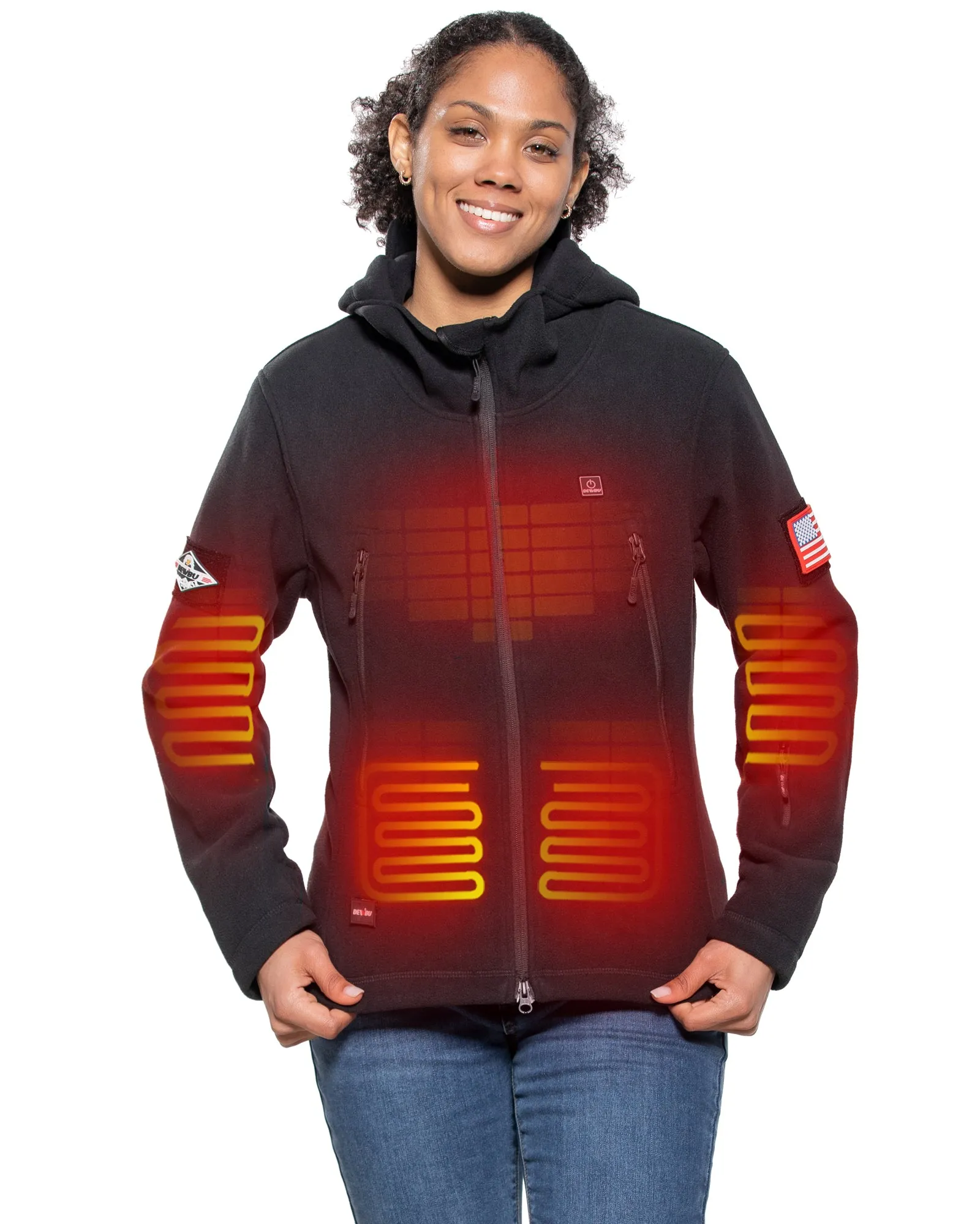 Women's Polar Fleece Heated Jacket With 12V Battery Pack - Black sold by DEWBU