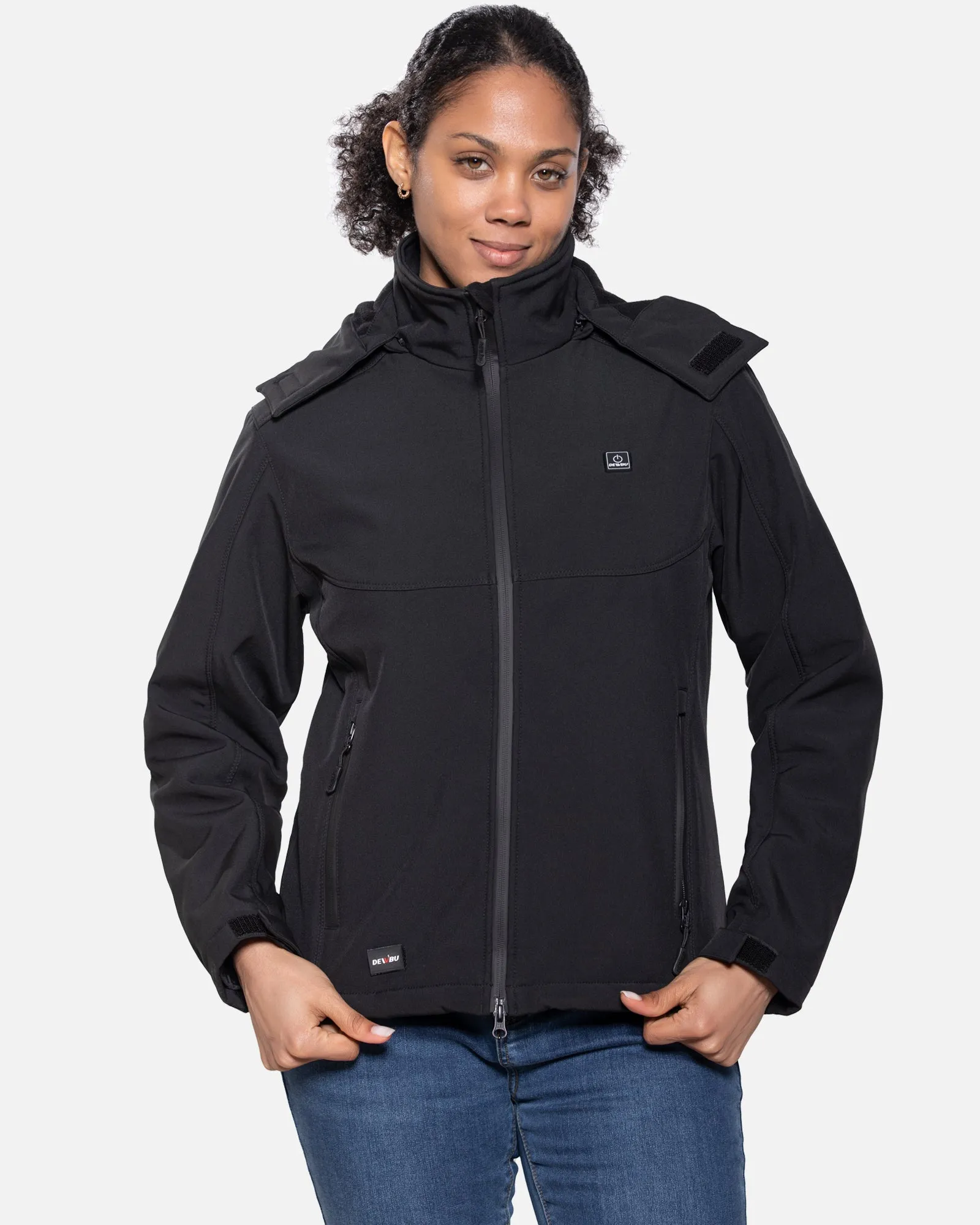 Women's Soft Shell Heated Jacket Detachable Hood With 12V Battery Pack - Black sold by DEWBU product image thumbnail 2