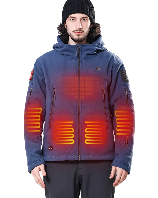 Men's Polar Fleece Heated Jacket With 12V Battery Pack - Blue Haze sold by DEWBU