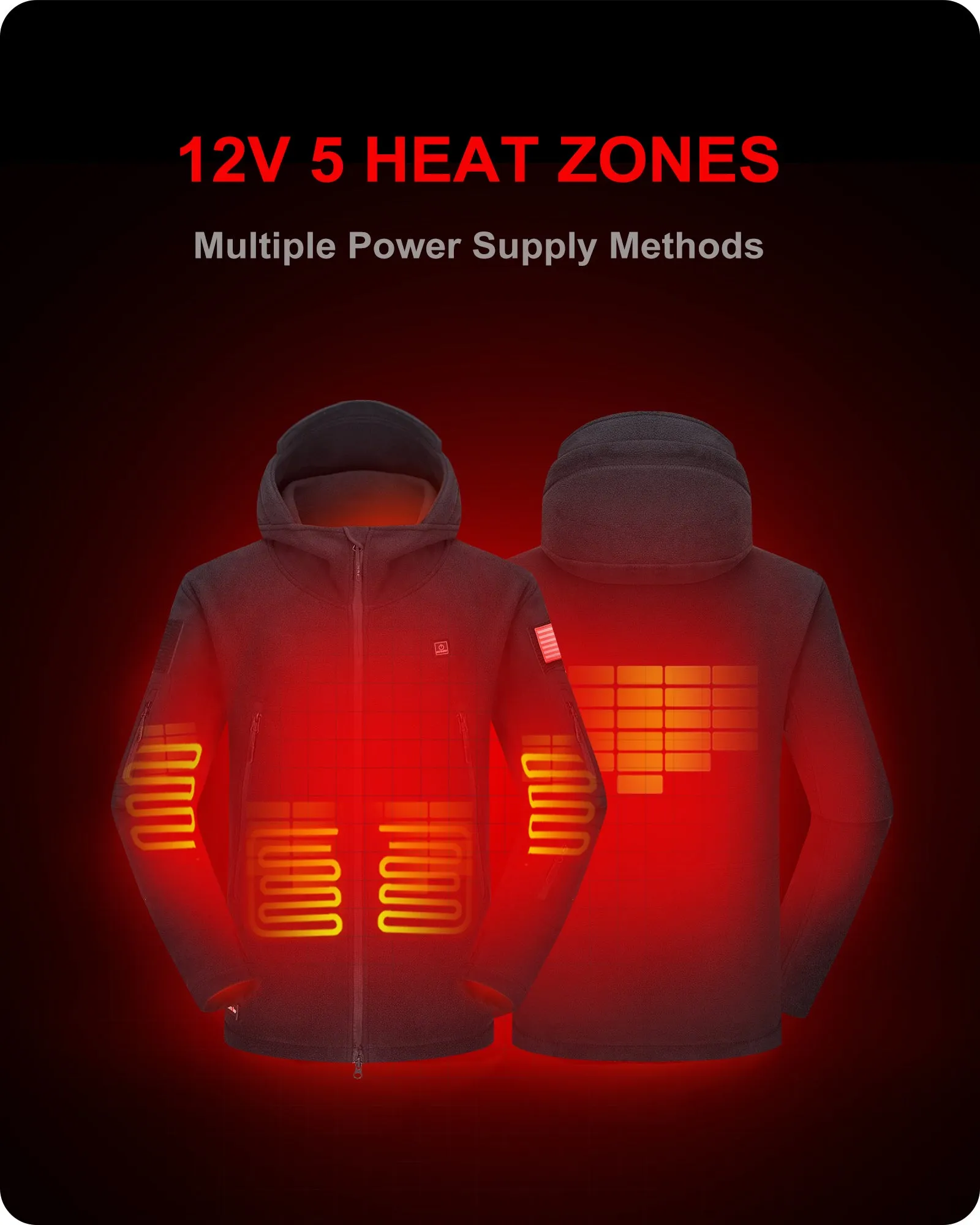 Men's Polar Fleece Heated Jacket With 12V Battery Pack - Olive Green sold by DEWBU product image thumbnail 3