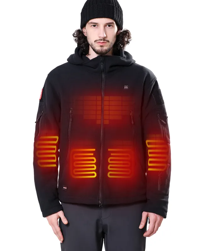 Men's Polar Fleece Heated Jacket With 12V Battery Pack - Black sold by DEWBU