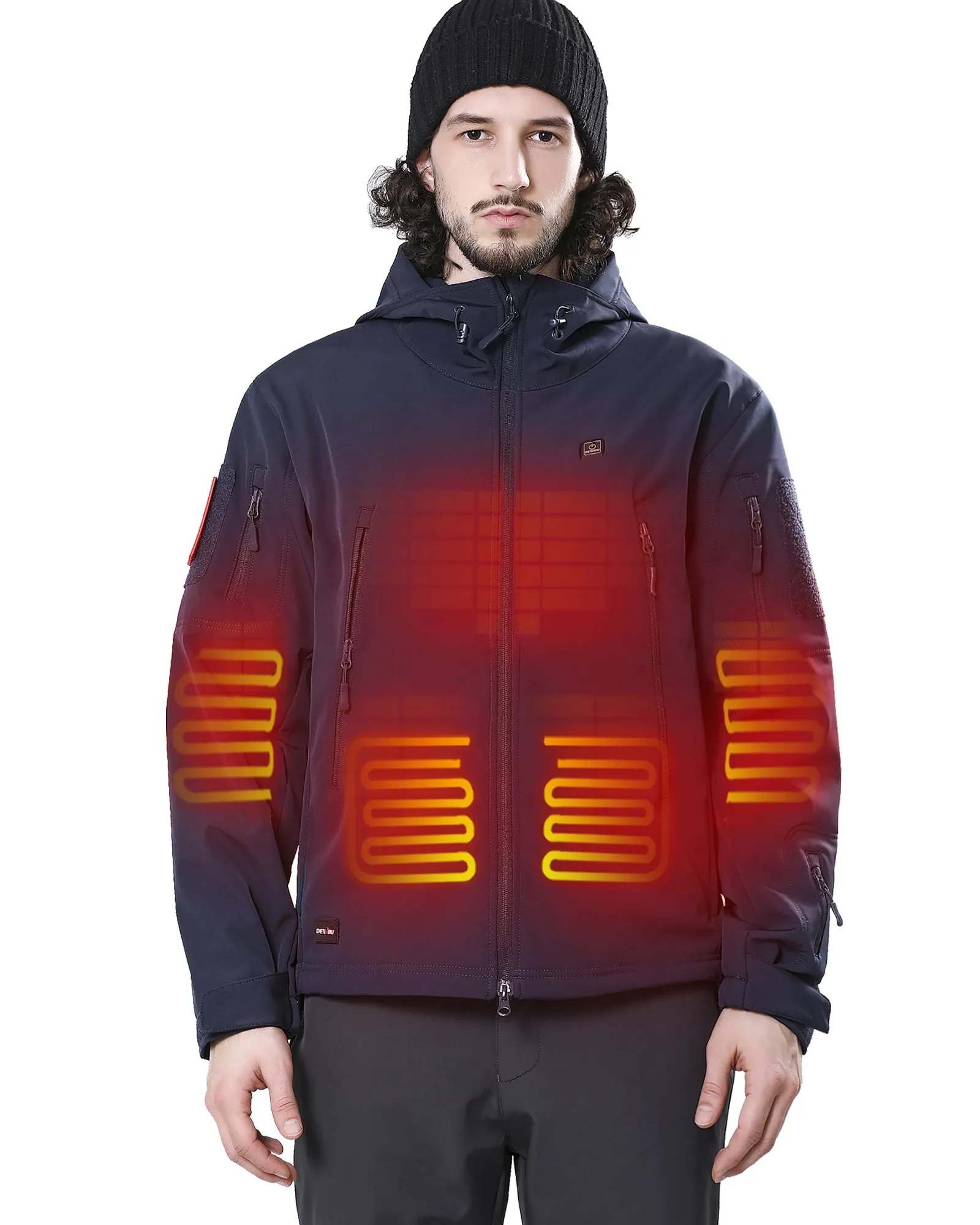 Men's Soft Shell Heated Jacket With 12V Battery Pack - Dark Blue sold by DEWBU