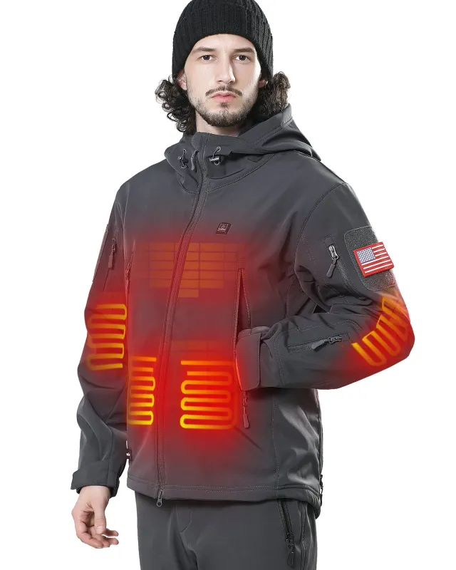 Men's Soft Shell Heated Jacket With 12V Battery Pack - Grey sold by DEWBU
