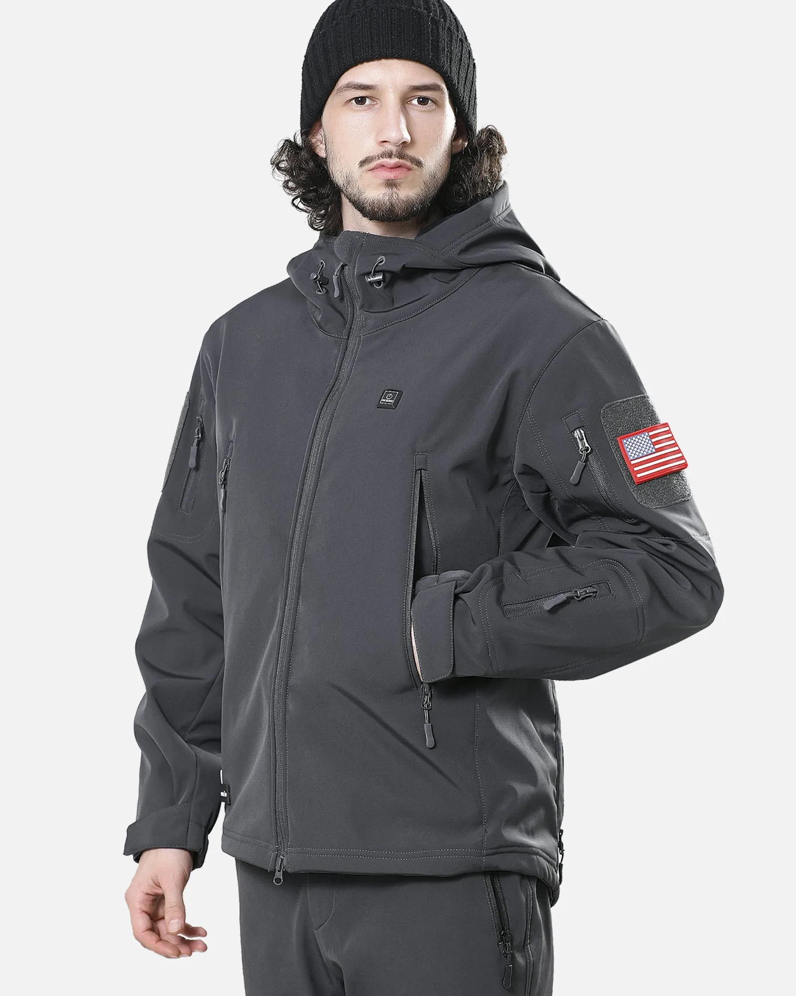 Men's Soft Shell Heated Jacket With 12V Battery Pack - Grey sold by DEWBU product image thumbnail 2