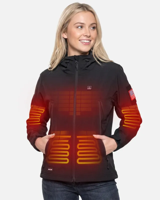 Women's Soft Shell Heated Jacket With 12V Battery Pack made by DEWBU
