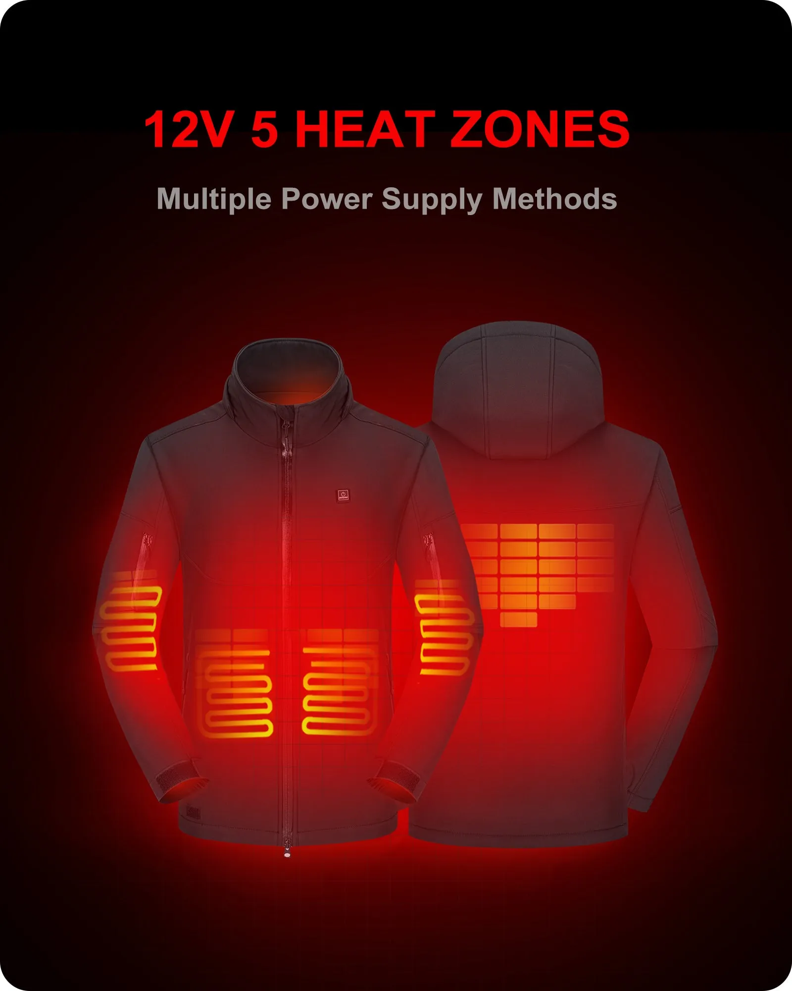 Men's Soft Shell Heated Jacket Detachable Hood With 12V Battery Pack sold by DEWBU product image thumbnail 3