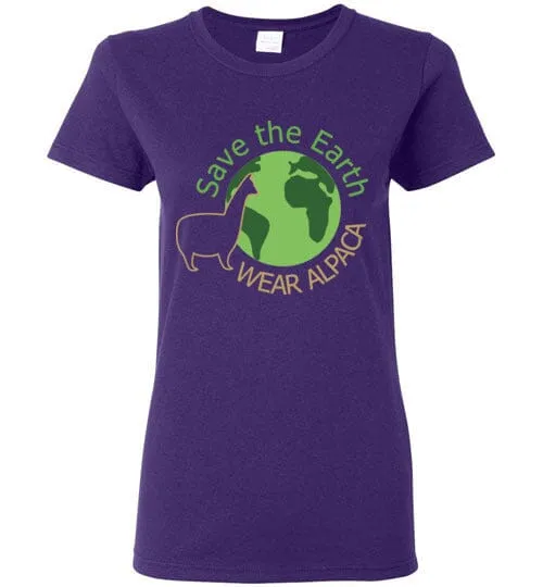 t-shirt: Save the Earth Wear Alpaca Ladies Short-Sleeve sold by Purely Alpaca product image thumbnail 5