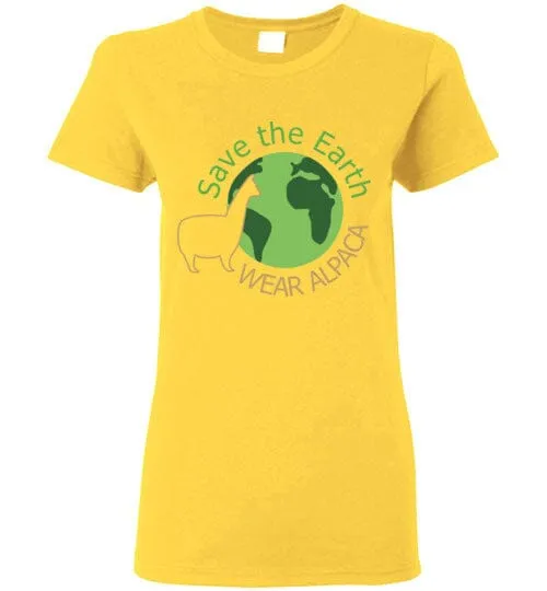 t-shirt: Save the Earth Wear Alpaca Ladies Short-Sleeve sold by Purely Alpaca product image thumbnail 3