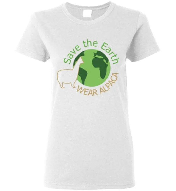 t-shirt: Save the Earth Wear Alpaca  Ladies Short-Sleeve sold by Purely Alpaca