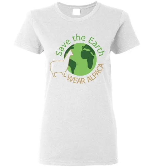 t-shirt: Save the Earth Wear Alpaca Ladies Short-Sleeve sold by Purely Alpaca