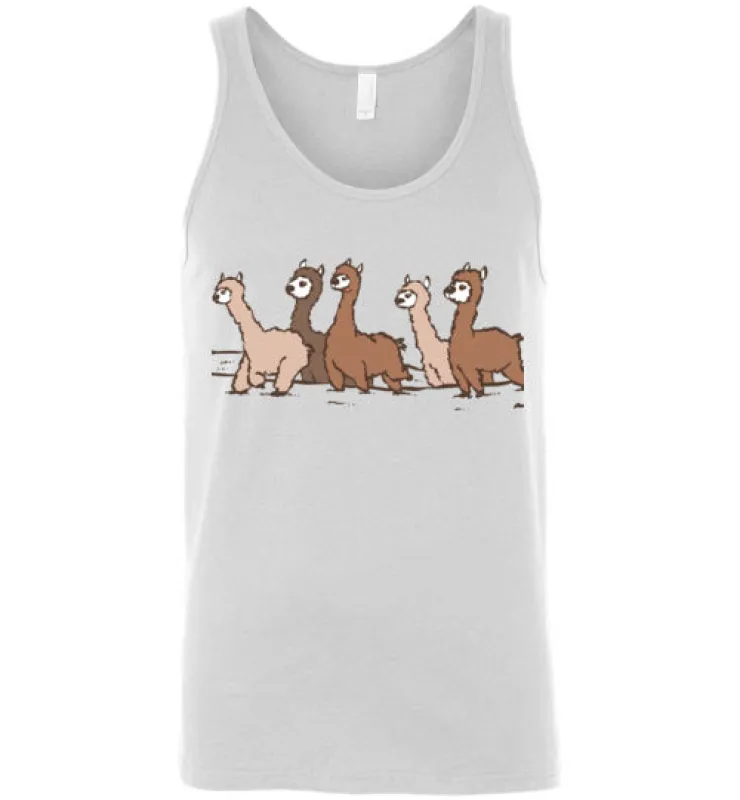 Curious Alpacas Canvas Unisex Tank sold by Purely Alpaca