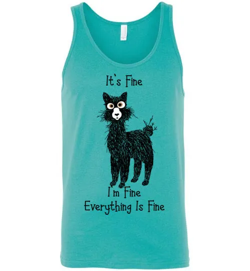 t-shirt: Alpaca I'm Fine Unisex Tank sold by Purely Alpaca product image thumbnail 5