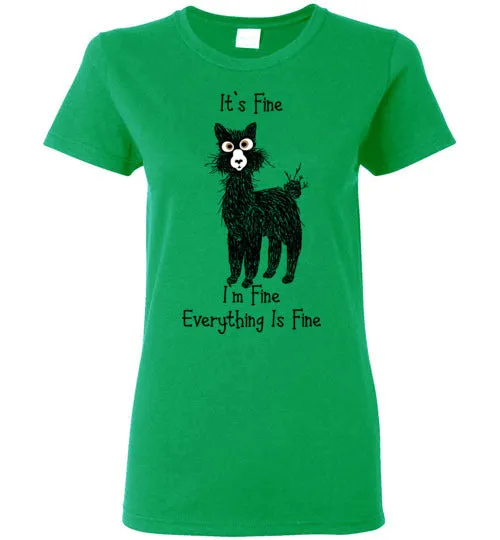 t-shirt: Alpaca I'm Fine Ladies Short-Sleeve sold by Purely Alpaca product image thumbnail 3