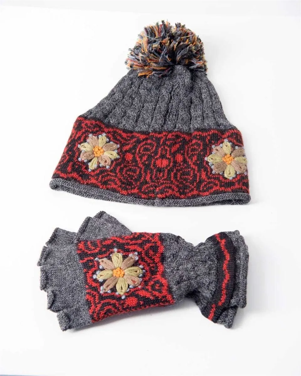 Smokey Mountain Alpaca Hat & Fingerless Gloves Set sold by Purely Alpaca product image thumbnail 2