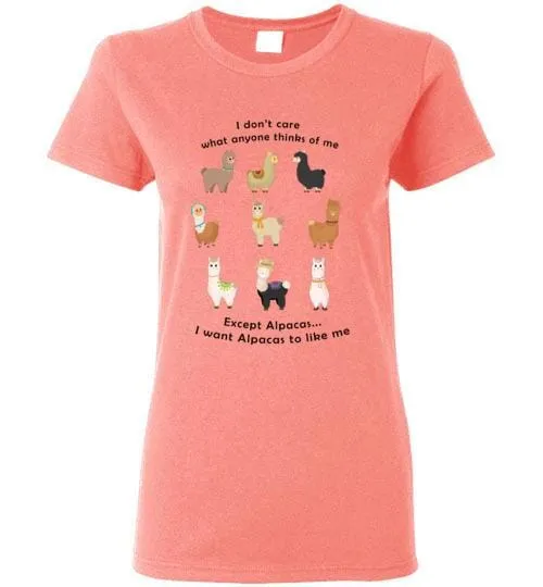 t-shirt: I Want Alpacas to Like Me Gildan Ladies Short-Sleve sold by Purely Alpaca product image thumbnail 3