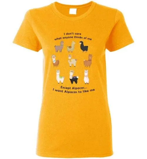 t-shirt: I Want Alpacas to Like Me Gildan Ladies Short-Sleve sold by Purely Alpaca product image thumbnail 5