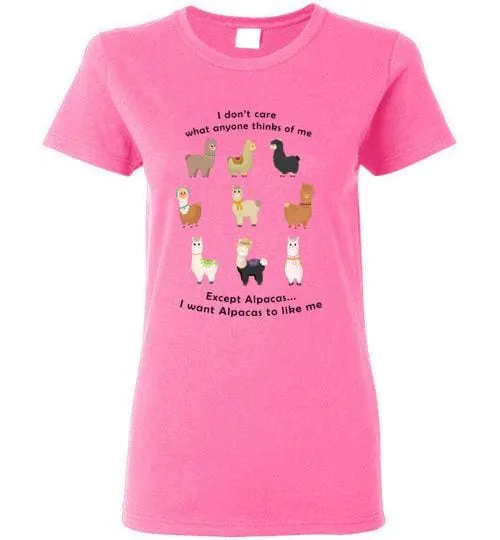 t-shirt: I Want Alpacas to Like Me Gildan Ladies Short-Sleve sold by Purely Alpaca product image thumbnail 2