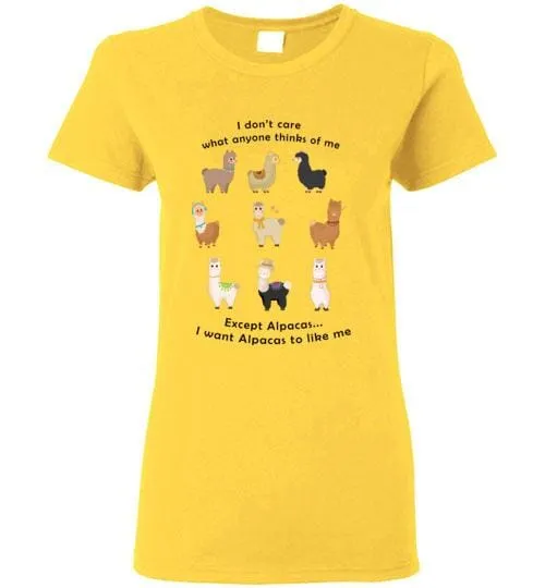 t-shirt: I Want Alpacas to Like Me Gildan Ladies Short-Sleve sold by Purely Alpaca product image thumbnail 4