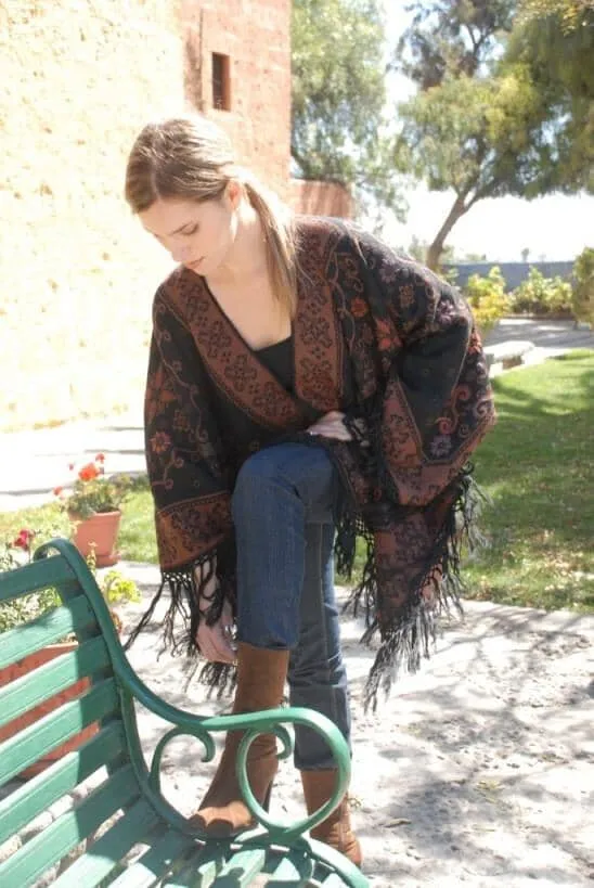 Reversible Floral Alpaca Ruana sold by Purely Alpaca product image thumbnail 3