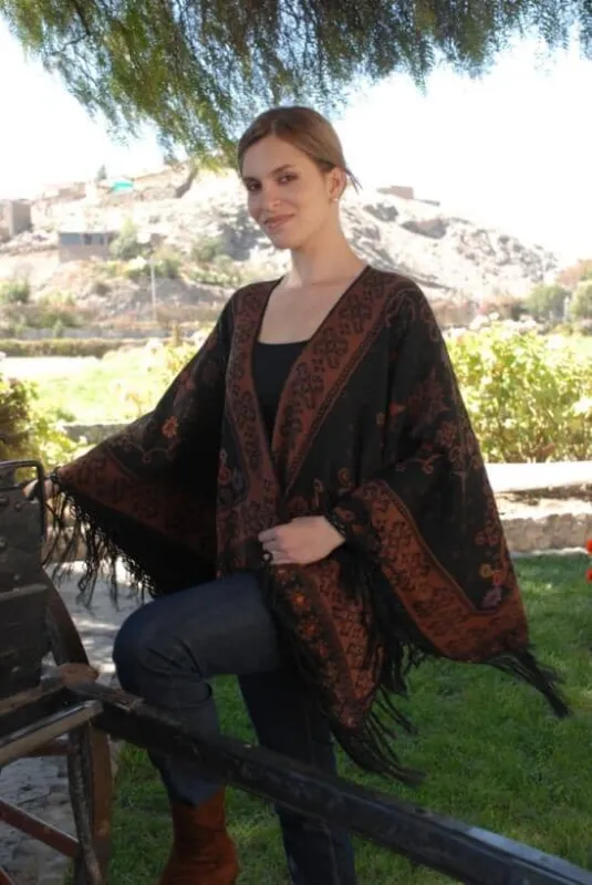 Reversible Floral Alpaca Ruana sold by Purely Alpaca