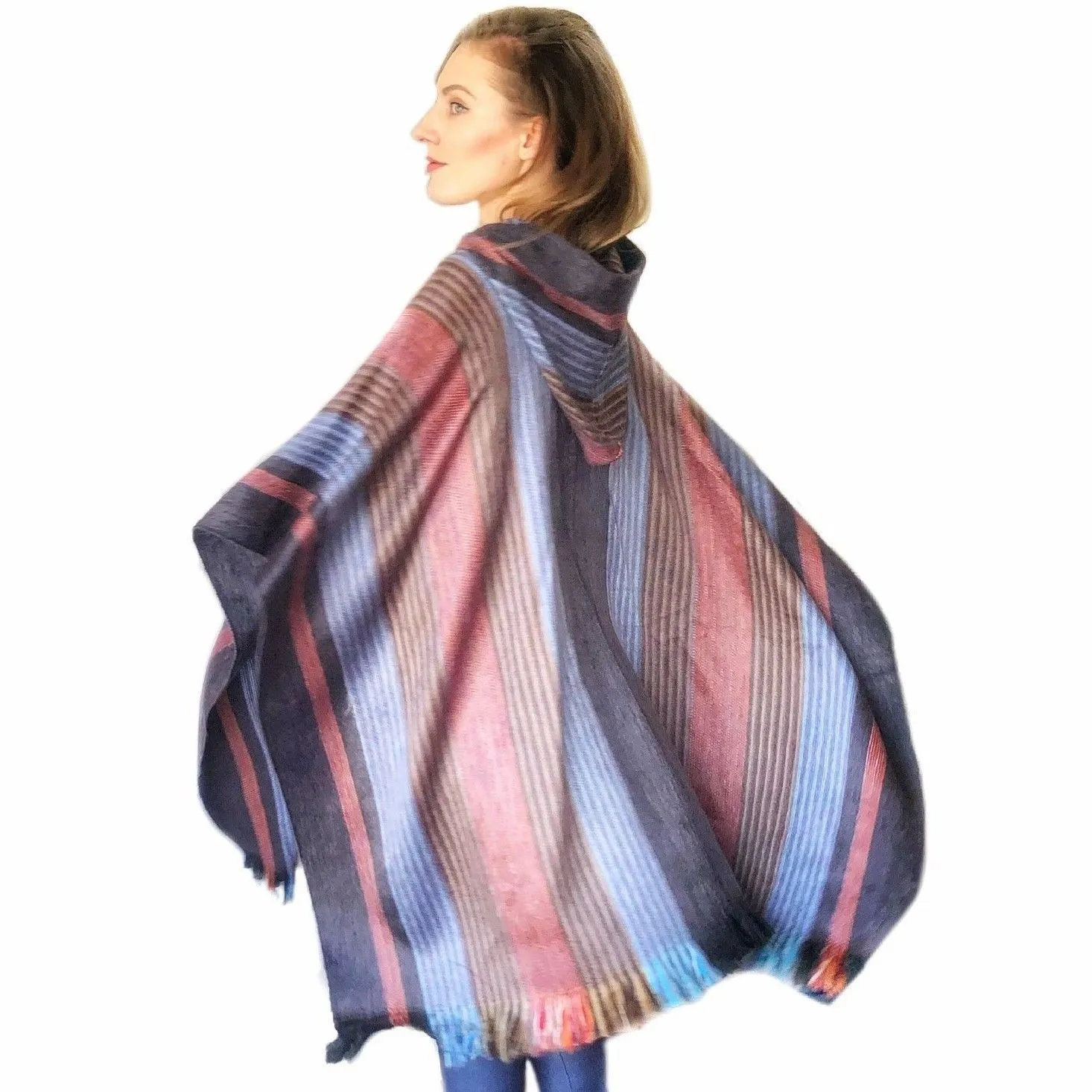 Six Band Alpaca Poncho sold by Purely Alpaca
