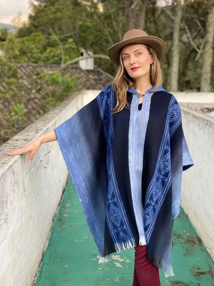 Soft Blues Alpaca Poncho sold by Purely Alpaca product image thumbnail 5