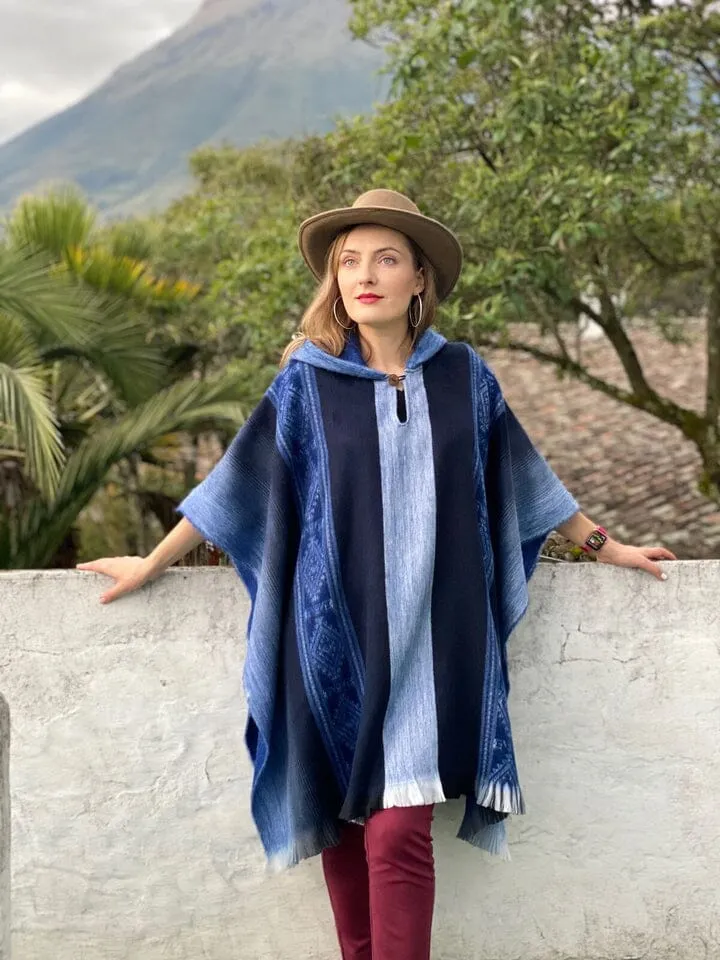 Soft Blues Alpaca Poncho sold by Purely Alpaca product image thumbnail 3