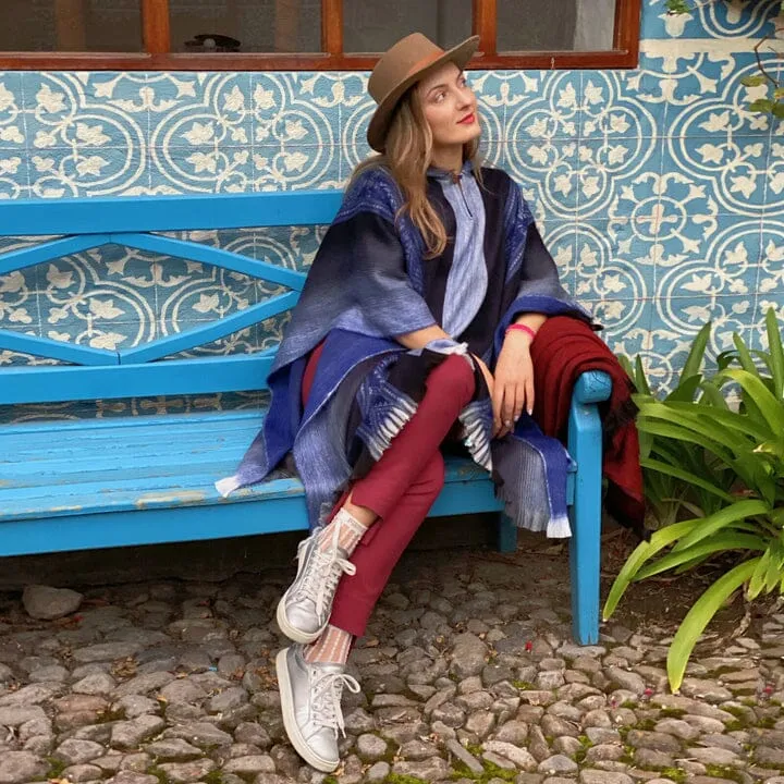Soft Blues Alpaca Poncho sold by Purely Alpaca product image thumbnail 2