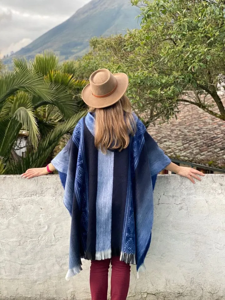 Soft Blues Alpaca Poncho sold by Purely Alpaca product image thumbnail 4