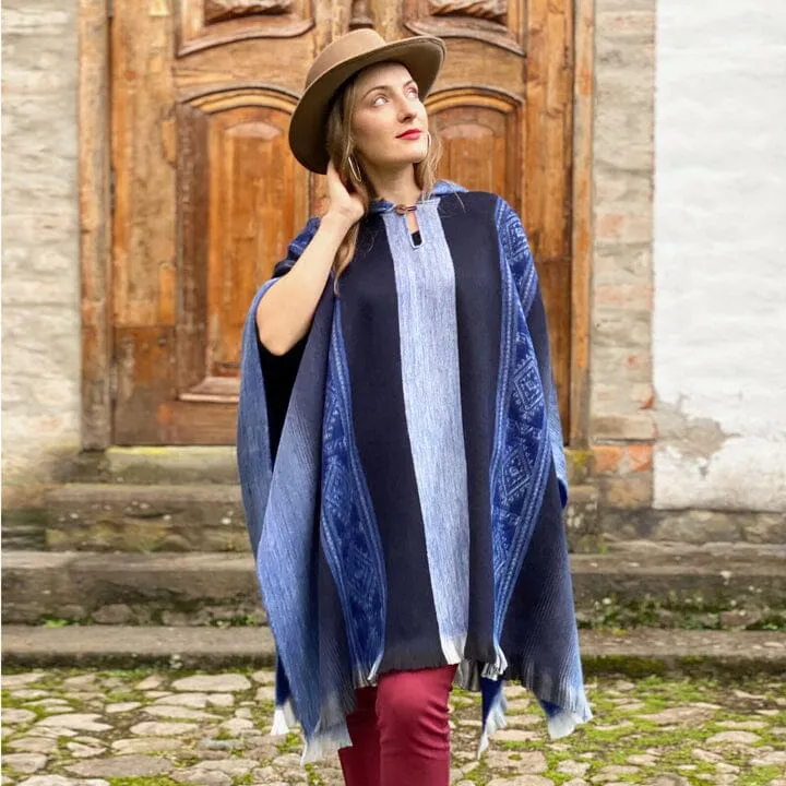 Soft Blues Alpaca Poncho sold by Purely Alpaca