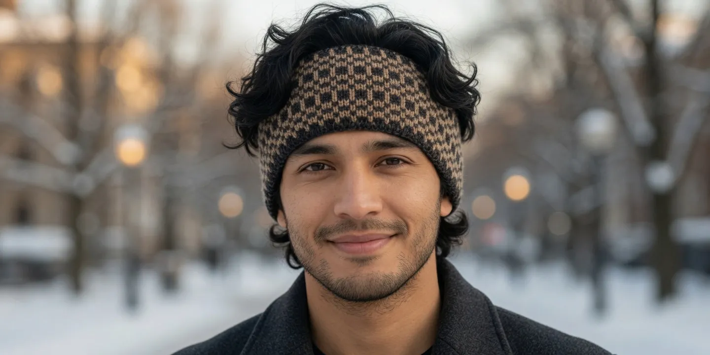 Checkered USA Made Alpaca Headband sold by Purely Alpaca product image thumbnail 2
