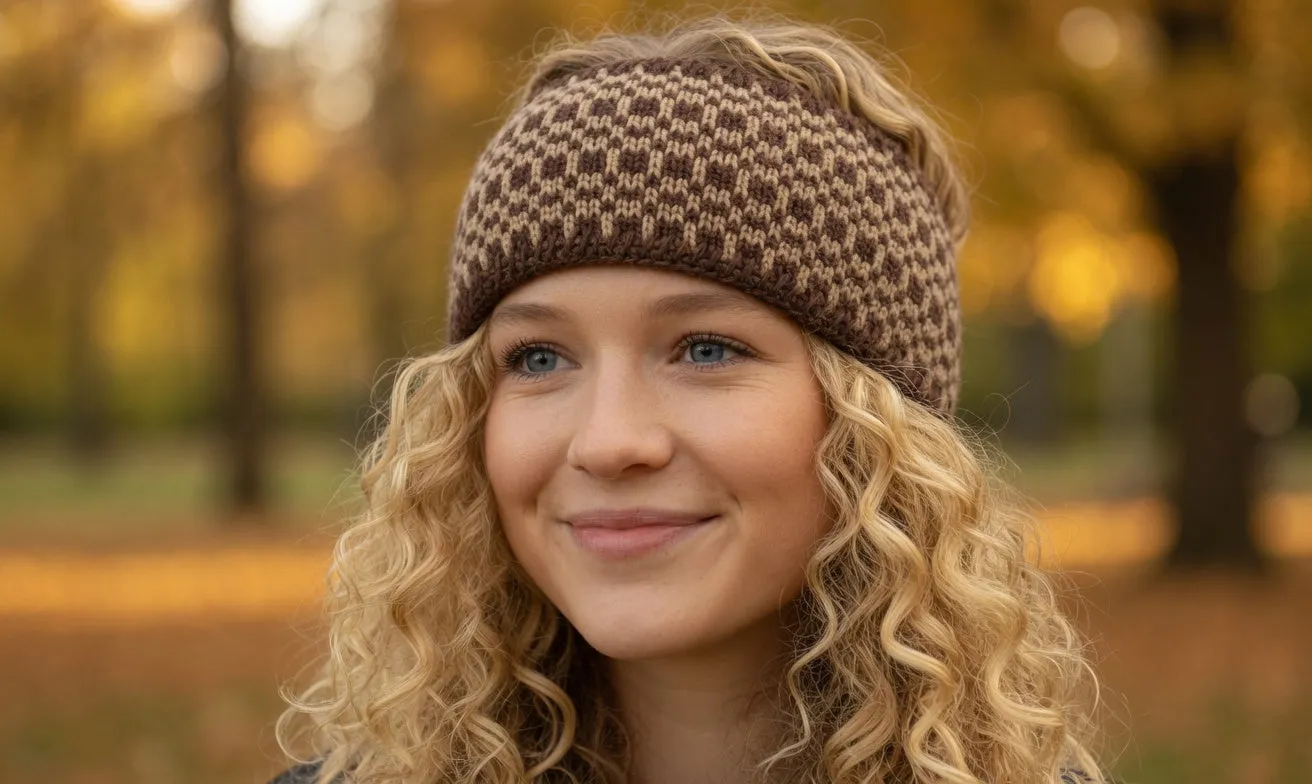 Checkered USA Made Alpaca Headband sold by Purely Alpaca