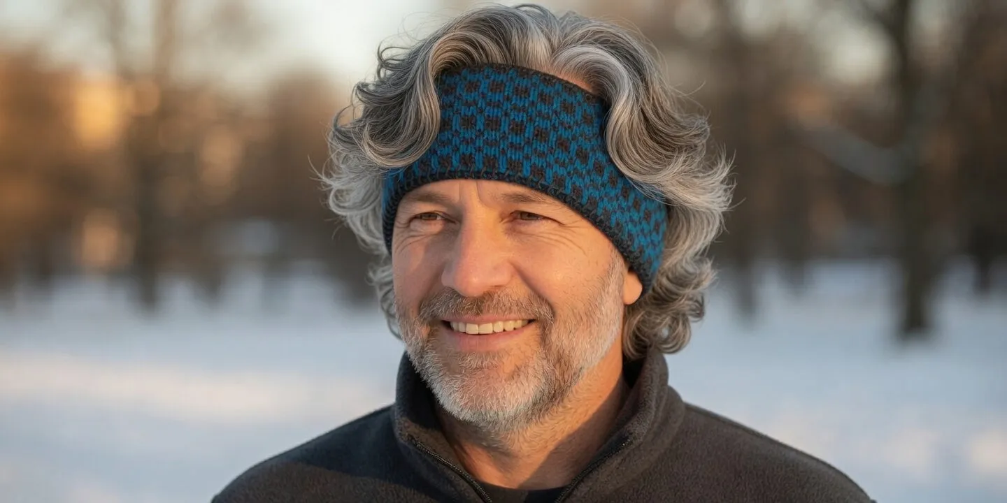 Checkered USA Made Alpaca Headband sold by Purely Alpaca product image thumbnail 4