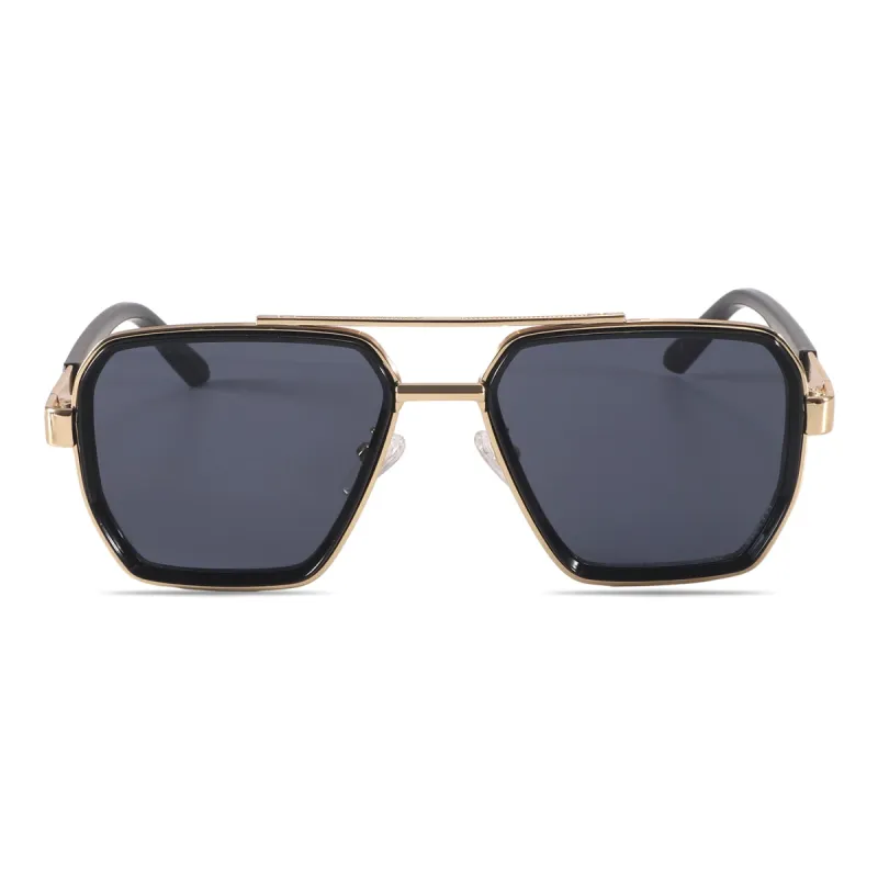 Black acetate aviator tinted sunglasses sold by Dollger