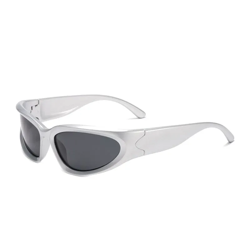 Silver with Black Sports Square Sunglasses made by Dollger