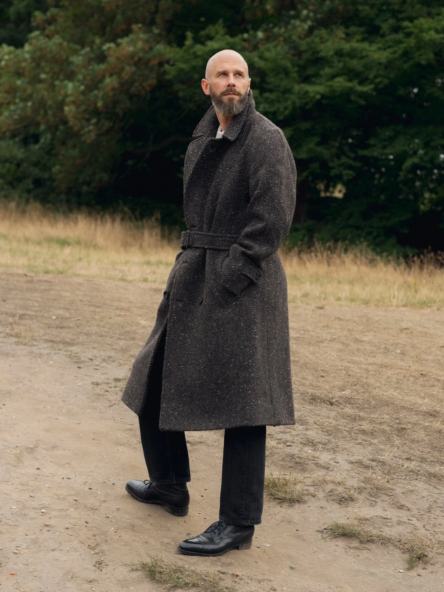 The PS English Tweed Overcoat - Dark Brown sold by Private White V.C.