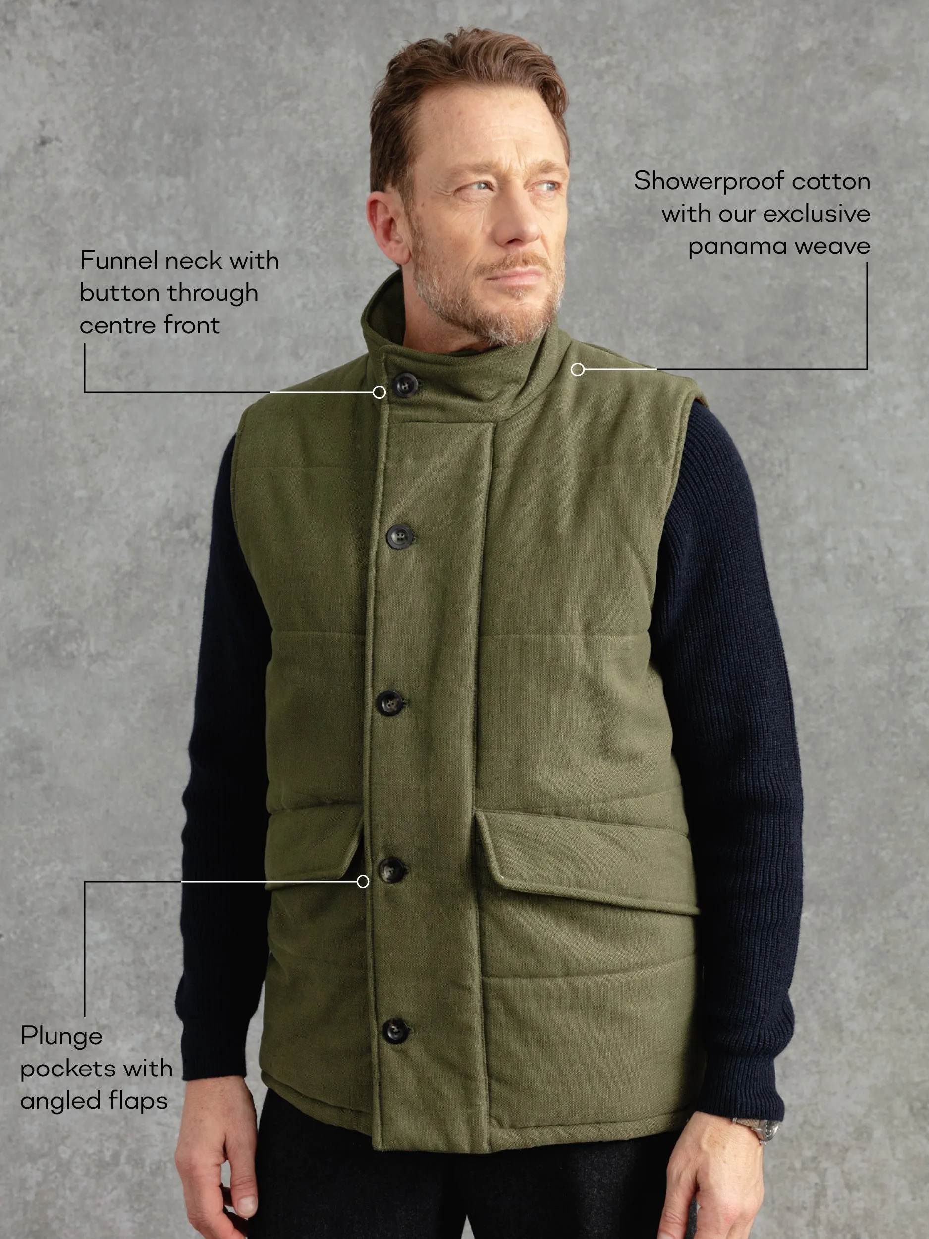 The Panama Wadded Gilet - Olive sold by Private White V.C. product image thumbnail 2