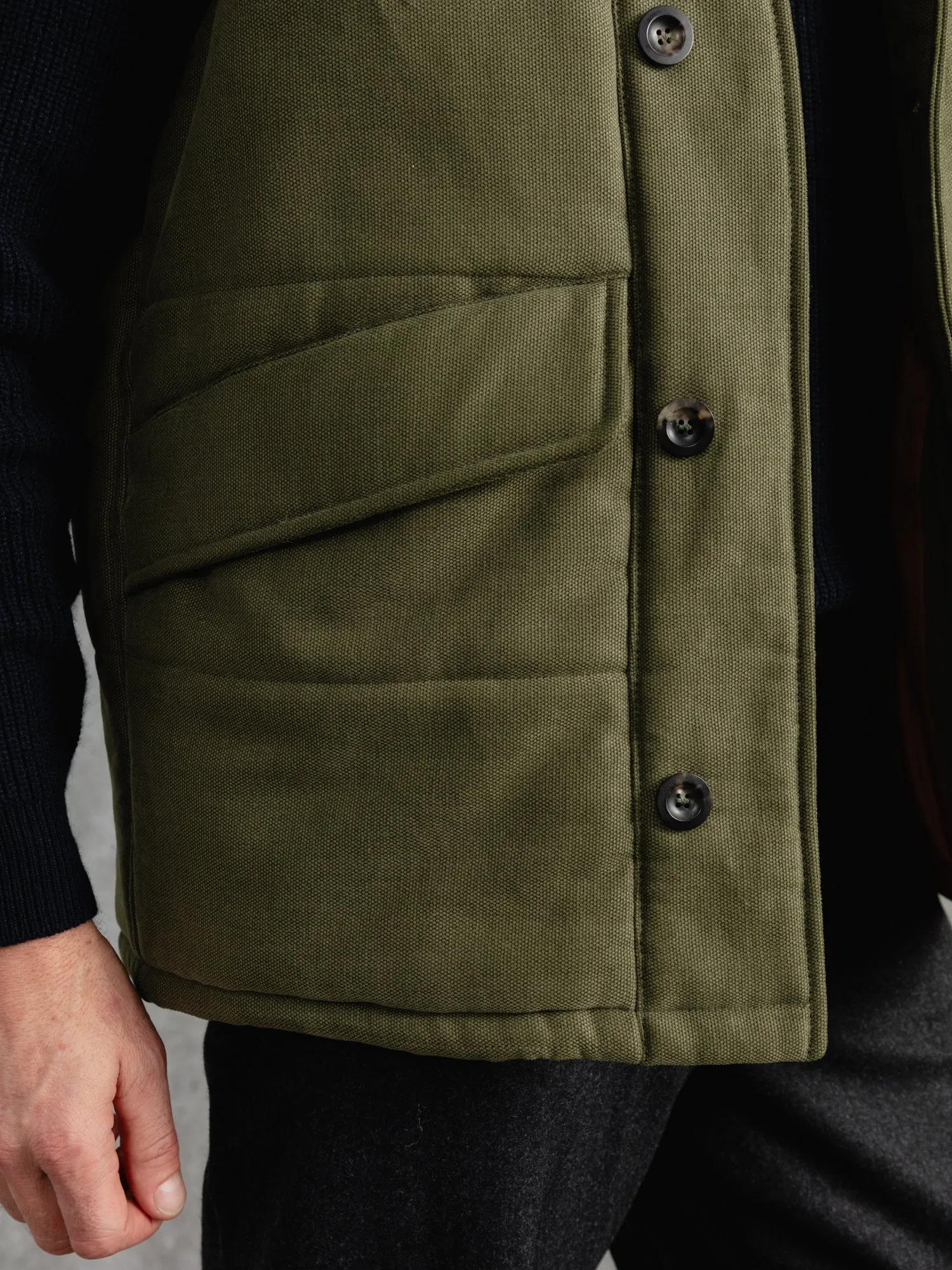 The Panama Wadded Gilet - Olive sold by Private White V.C. product image thumbnail 4