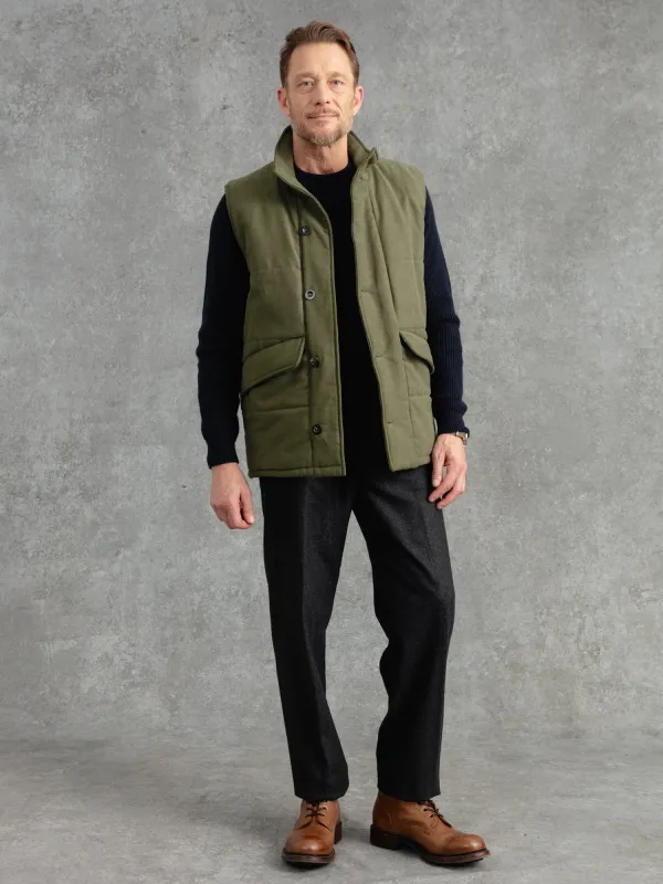 The Panama Wadded Gilet - Olive sold by Private White V.C.