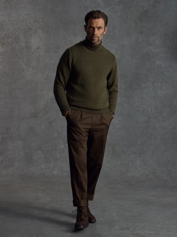 The Cashmere Submariner Rollneck - Green sold by Private White V.C.