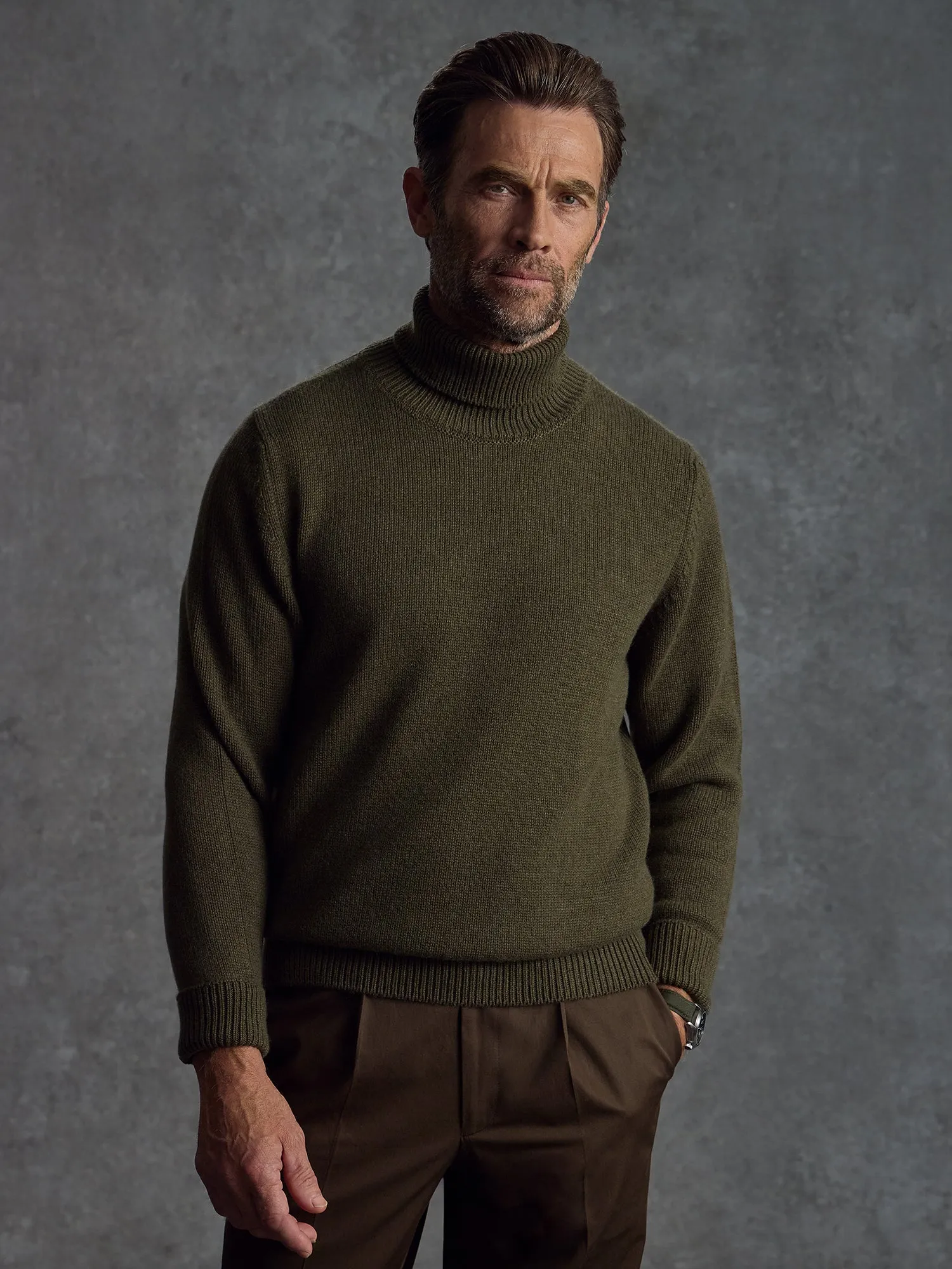 The Cashmere Submariner Rollneck - Green sold by Private White V.C. product image thumbnail 5