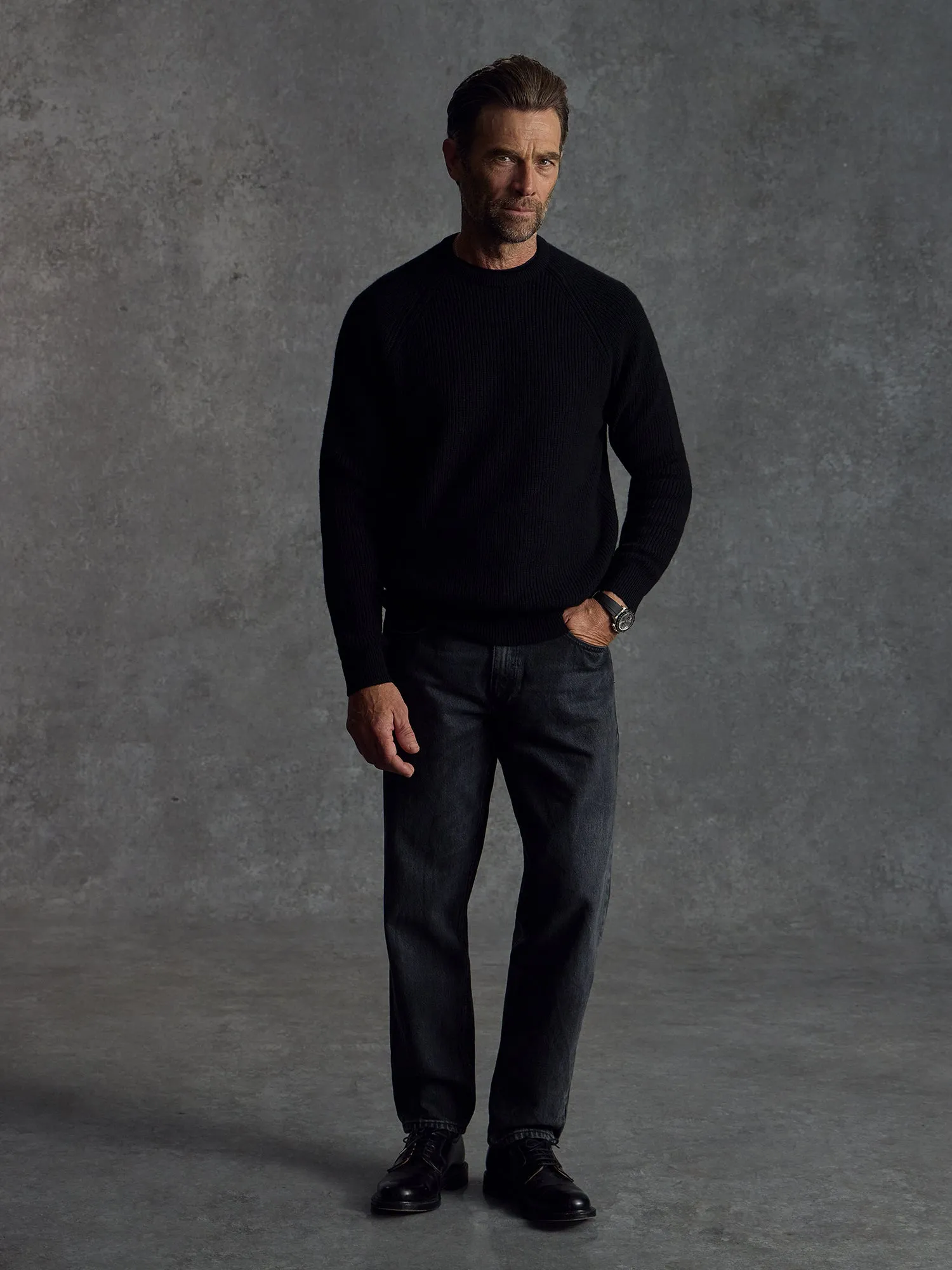 The Commando Crew Neck - Black sold by Private White V.C.