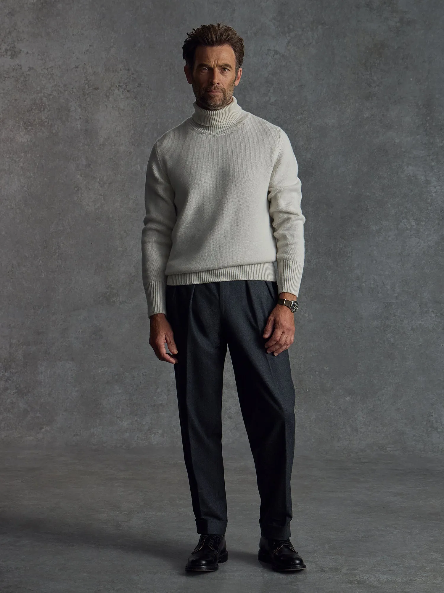 The Cashmere Submariner Rollneck - Ivory sold by Private White V.C.