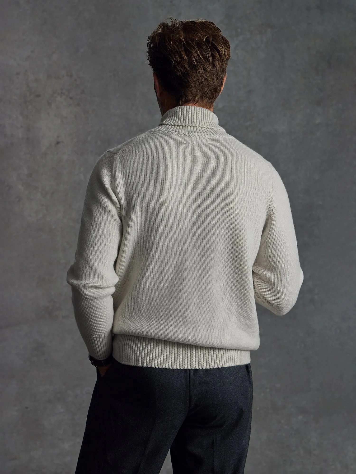 The Cashmere Submariner Rollneck - Ivory sold by Private White V.C. product image thumbnail 3