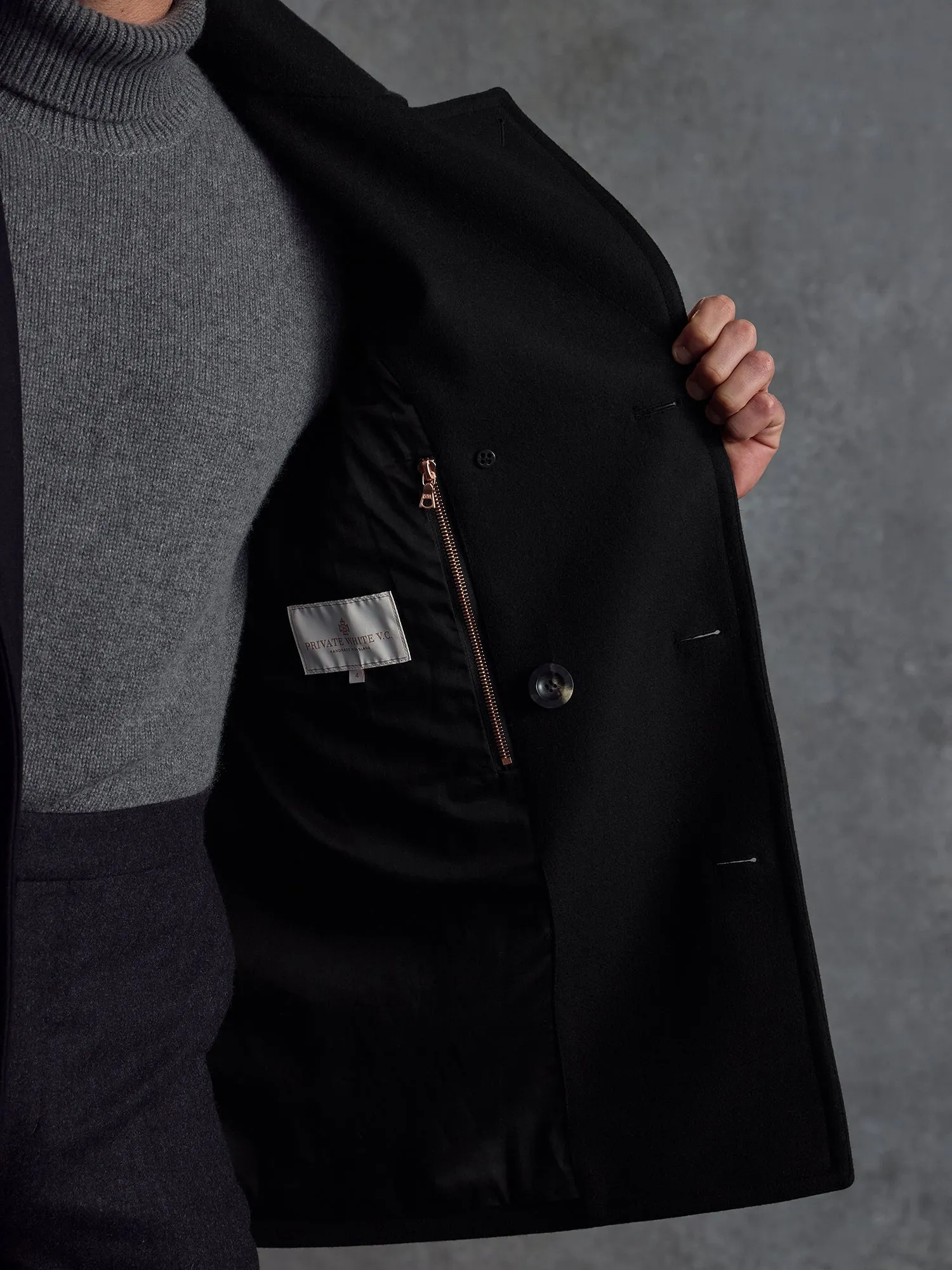 The Manchester Peacoat - Black (Heroes) sold by Private White V.C. product image thumbnail 5