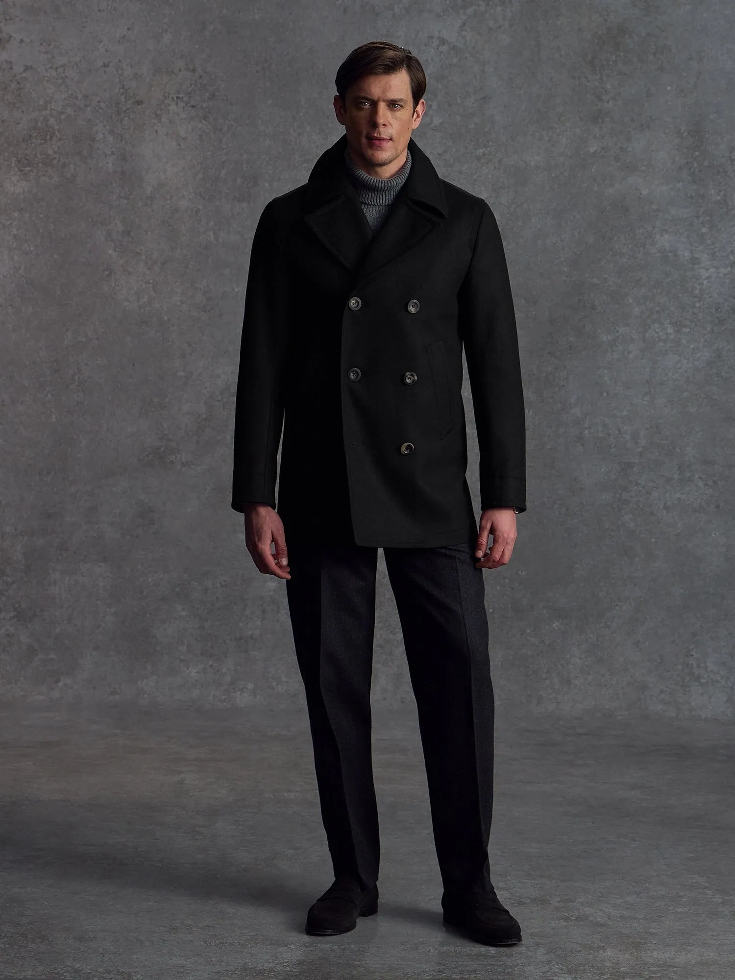 The Manchester Peacoat - Black (Heroes) sold by Private White V.C.