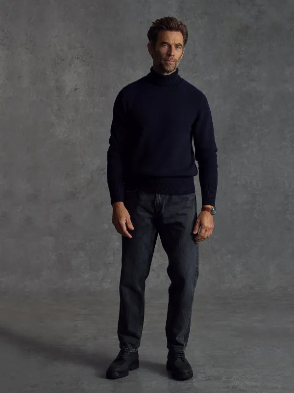 The Cashmere Submariner Rollneck - Midnight sold by Private White V.C.
