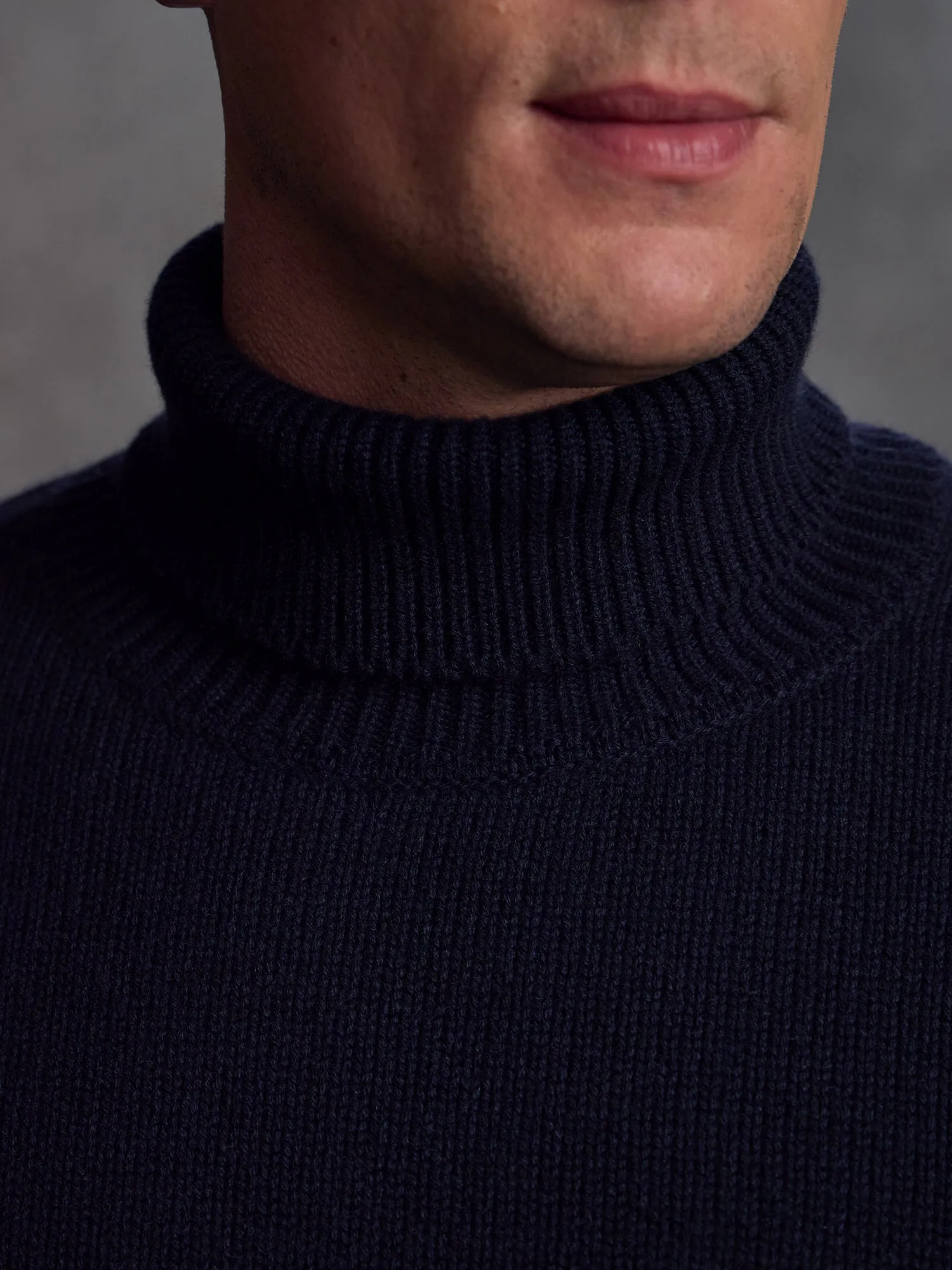 The RHC Cashmere Submariner Rollneck - Ink sold by Private White V.C. product image thumbnail 4